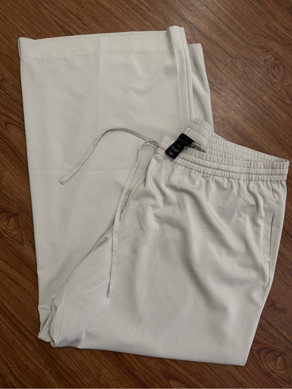 Lane Bryant Light Cream Drawstring Wide-Leg Joggers